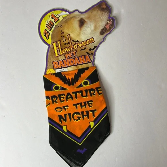 DOG Bandanas Halloween NeckTies NEW LOT of 3 Black Orange 2 size SM 1 size M/L - Picture 4 of 16